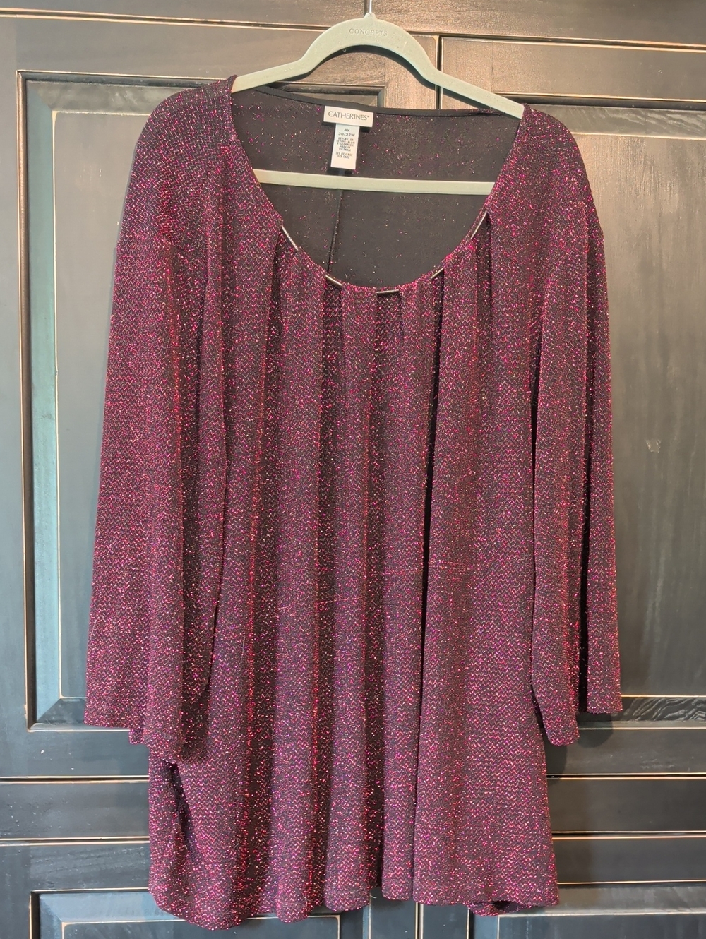 Catherines Holiday Sparkle Scoop Neck Women's Top